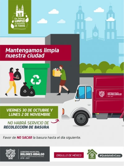 Suspensión de Servicio de Recolección de Basura los Días 30 de Octubre y 2 de Noviembre